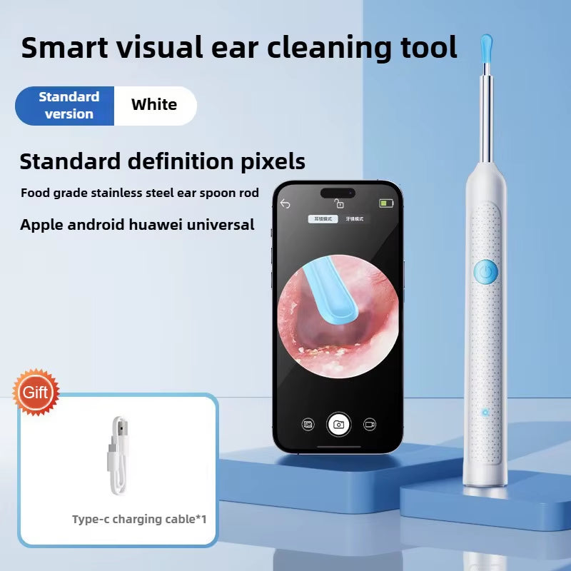 Wireless Ear Wax Removal with Camera Rechargeable Ear Cleaner HD Check Camera with Ear Spoon Set Canal Clean