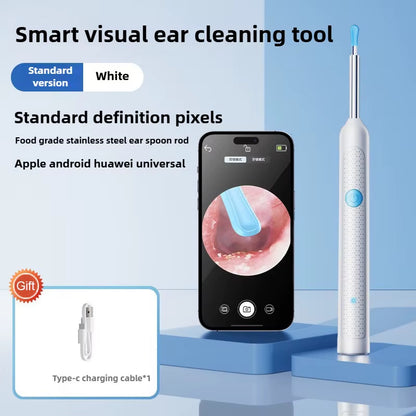 Wireless Ear Wax Removal with Camera Rechargeable Ear Cleaner HD Check Camera with Ear Spoon Set Canal Clean