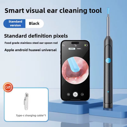 Wireless Ear Wax Removal with Camera Rechargeable Ear Cleaner HD Check Camera with Ear Spoon Set Canal Clean