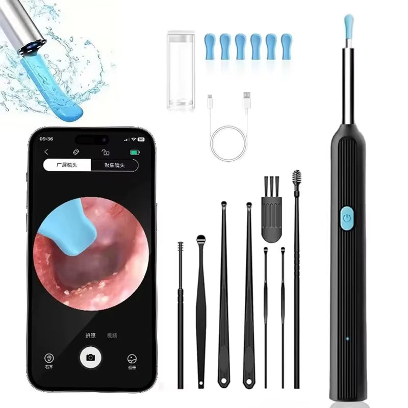 Wireless Ear Wax Removal with Camera Rechargeable Ear Cleaner HD Check Camera with Ear Spoon Set Canal Clean