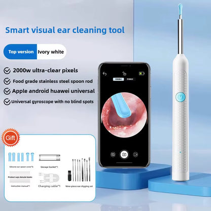 Wireless Ear Wax Removal with Camera Rechargeable Ear Cleaner HD Check Camera with Ear Spoon Set Canal Clean